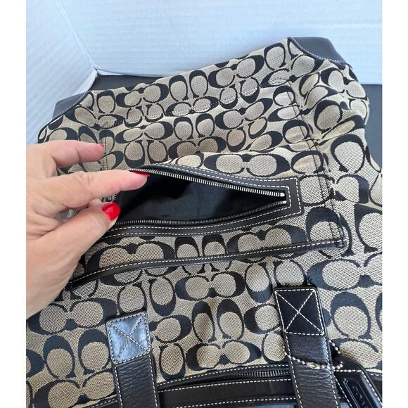 Coach Gray Black Canvas and Leather Signature C Tote Purse Shoulder Bag - Picture 11 of 13